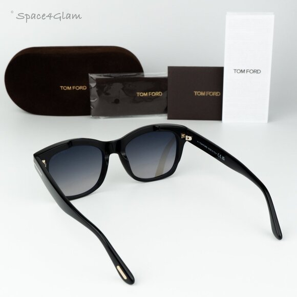 BRAND NEW Tom Ford Women Sunglasses Black Grad Smoke Silver Square FT0614/S 01C - Picture 10 of 11